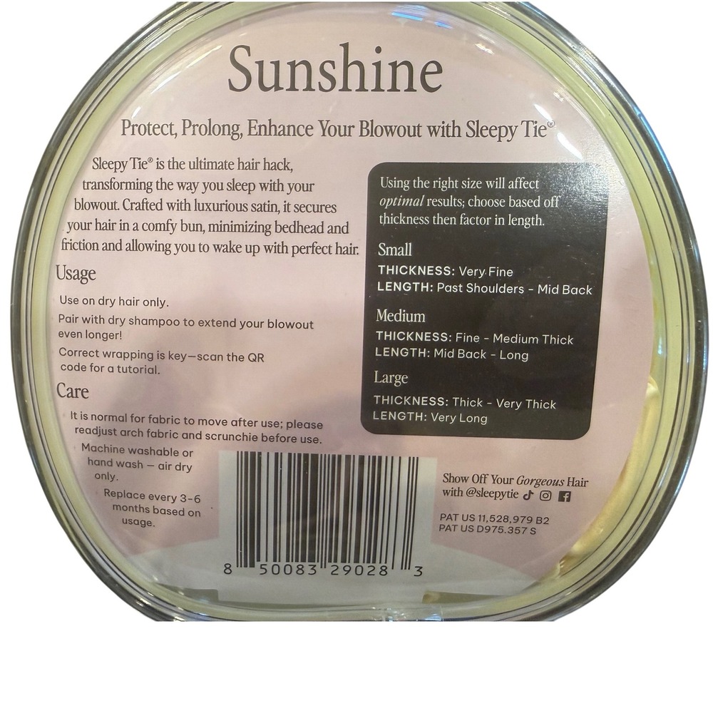 Sleepy Tie Sunshine Medium Satin Hair Tool Blowout Protector Yellow NEW - Picture 3 of 3